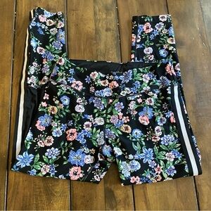 Calvin Klein Black Floral Leggings with mesh panels and reflective sides EUC